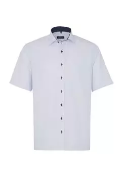 Рубашка, короткий рукав, удобная посадка, воротник Кент, минимальный принт, для мужчин ETERNA, цвет Himmelblau