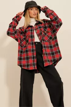 Рубашка - Красная - Oversize Trend Alaat Stili, красный