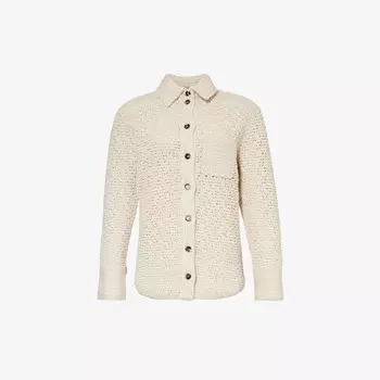 Рубашка крючком из хлопка с накладным карманом Bottega Veneta, белый