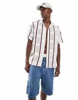Рубашка крючком Jack & Jones с бордовой окантовкой в кремовом цвете