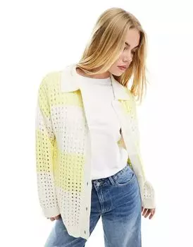 Рубашка крупной вязки с воротником в полоску ASOS