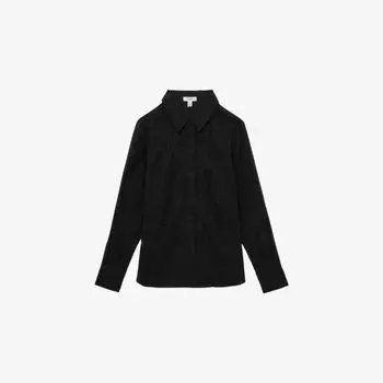Рубашка кружевная Reiss Lacey с вышивкой, черный