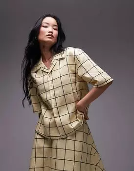 Рубашка курорта в желтую клетку Topshop