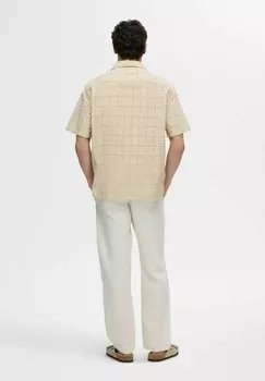 Рубашка KURZARM BRODERIE ANGLAISE Selected Homme, бежевый