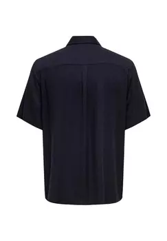 Рубашка KURZARM MIT KNOPFLEISTE BRUSTTASCHEN NORMALER SCHNITT Only & Sons, темно-синий