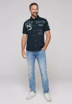 Рубашка KURZARM MIT LOGO-APPLIKATIONEN Camp David, темно-синий
