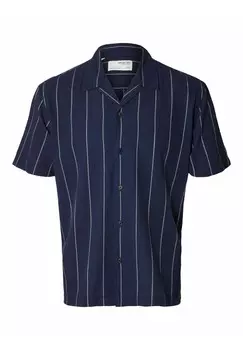 Рубашка KURZRMELIGES Selected Homme, темно-синий