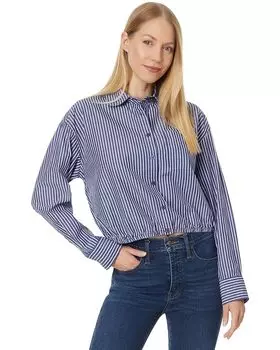 Рубашка KUT from the Kloth Presley - Crop Button Down L/S With Elastic Hem, цвет Navy / White