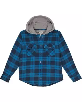 Рубашка L.L.Bean Fleece Lined Flannel Shirt Hooded Plaid, цвет Marine Blue