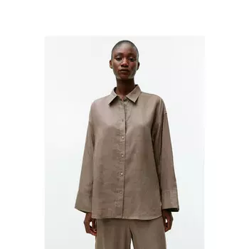 Рубашка льняная Arket с длинными рукавами, коричневый