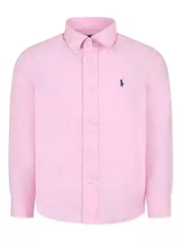 Рубашка льняная POLO RALPH LAUREN KIDS, розовый