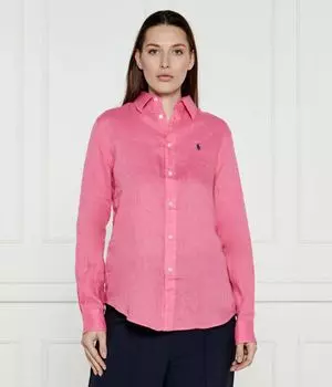 Рубашка льняная Polo Ralph Lauren классического кроя, розовый