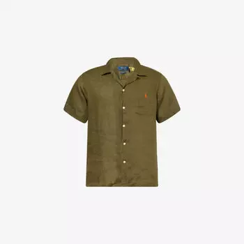 Рубашка льняная Polo Ralph Lauren с отложным воротником, оливковый