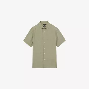 Рубашка льняная Reiss Holiday с коротким рукавом, зеленый