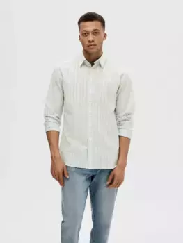 Рубашка льняная SELECTED HOMME "NEW-LINEN SHIRT", однотонная, синий