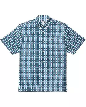 Рубашка Lacoste Kids Short Sleeve Button Down Collared Shirt with Aop, цвет Lapland/Multico