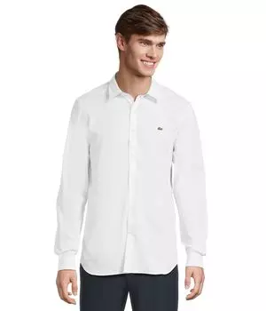 Рубашка Lacoste Slim Fit Stretch Cotton Poplin Shirt, белый
