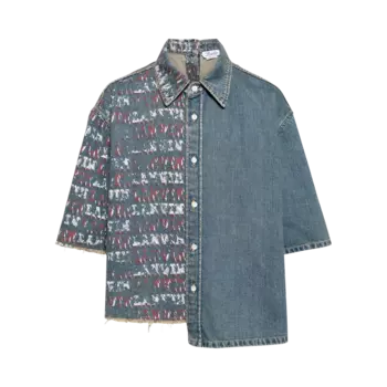 Рубашка Lanvin Future Short-Sleeve Asymmetric Crop 'Light Blue', синий