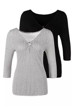 Рубашка Lascana, черно-белый