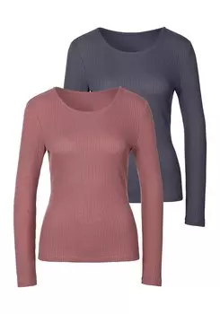 Рубашка Lascana Pique, морской синий/ягодный