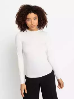 Рубашка LASCANA с длинными рукавами из мягкой ребристой ткани, кремовый