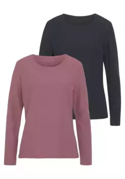 Рубашка LASCANA с длинными рукавами из структурированной ткани, синий