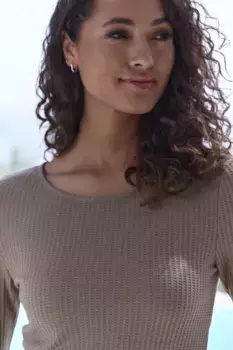 Рубашка LASCANA с длинными рукавами в модном стиле пике, коричневый