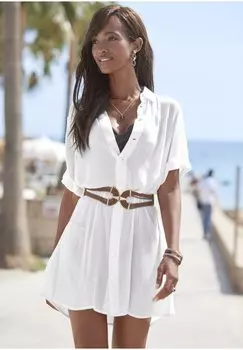 Рубашка LASCANA с коротким рукавом, белый