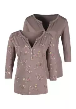 Рубашка LASCANA с рукавом 3/4 в модном образе блузы, коричневый