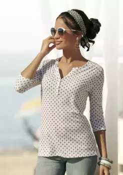 Рубашка LASCANA с рукавом 3/4 в модном образе блузы, кремовый