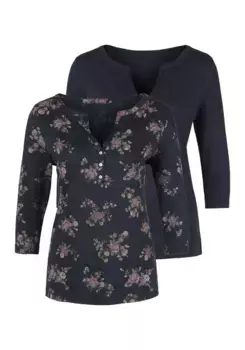 Рубашка LASCANA с рукавом 3/4 в модном образе блузы, цвет морской волны