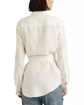 Рубашка LAUREN Ralph Lauren Belted Linen Shirt, белый