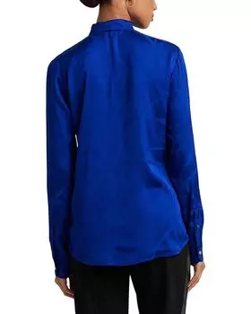 Рубашка LAUREN Ralph Lauren Belting-Motif Jacquard Tie-Neck Shirt, цвет Sapphire Star