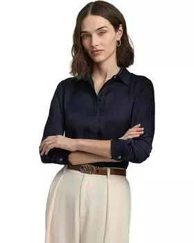 Рубашка Lauren Ralph Lauren Classic Fit Satin Charmeuse Shirt, цвет Lauren Navy