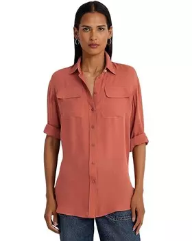 Рубашка LAUREN Ralph Lauren Crepe de Chine, цвет Pink Mahogany