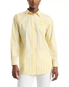 Рубашка LAUREN Ralph Lauren Oversize Striped Cotton Broadcloth, цвет Primrose Yellow/White