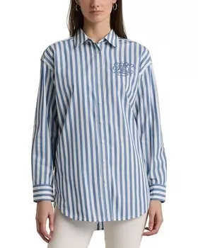 Рубашка LAUREN Ralph Lauren Oversize Striped Cotton Broadcloth, цвет Pale Azure/White