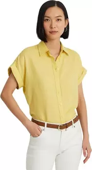 Рубашка LAUREN Ralph Lauren Petite Linen Short-Sleeve Shirt, цвет Primrose Yellow