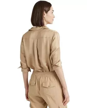 Рубашка LAUREN Ralph Lauren Petite Satin Shantung Shirt, цвет Birch Tan