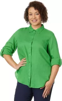 Рубашка LAUREN Ralph Lauren Plus Size Linen Shirt, цвет Green Topaz