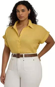 Рубашка Lauren Ralph Lauren Plus-Size Linen Dolman-Sleeve Shirt, цвет Primrose Yellow