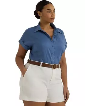 Рубашка LAUREN Ralph Lauren Plus-Size Linen Dolman-Sleeve, цвет Pale Azure