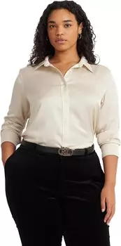 Рубашка LAUREN Ralph Lauren Plus-Size Satin Charmeuse Shirt, цвет Mascarpone Cream