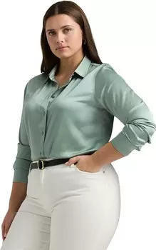 Рубашка LAUREN Ralph Lauren Plus-Size Satin Charmeuse Shirt, цвет Soft Laurel