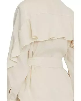Рубашка LAUREN Ralph Lauren Ruffle-Trim Belted Linen Shirt, цвет Mascarpone Cream