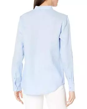 Рубашка LAUREN Ralph Lauren Ruffle-Trim Linen Shirt, цвет Pebble Blue
