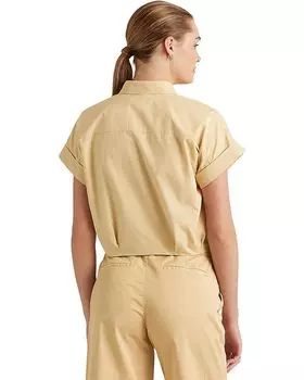 Рубашка LAUREN Ralph Lauren Twist-Front Cotton Broadcloth Shirt, цвет Pale Parchment