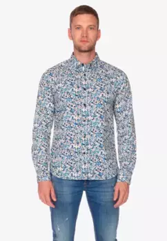 Рубашка Le Temps Des Cerises с длинными рукавами "ARIAS", со стильным цветочным узором, синий