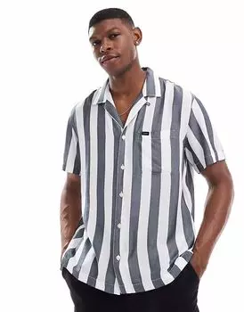 Рубашка Lee в стиле casual resort в полоску кремового и тёмно-синего цветов