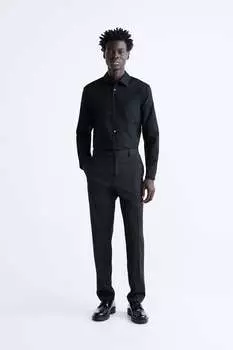 Рубашка легкого ухода с текстурированной рубашкой ZARA, черный